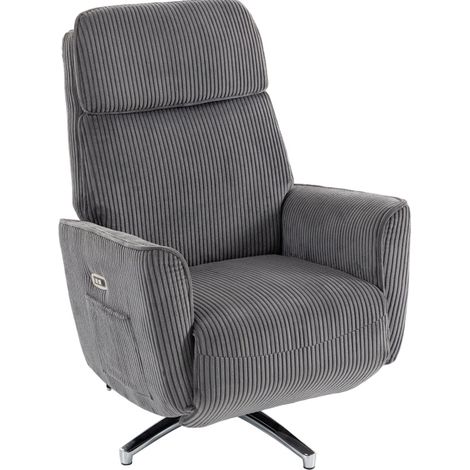 Sillón relax eléctrico giratorio reclinable, doble motor, gris oscuro, MODENUIT (1/4)