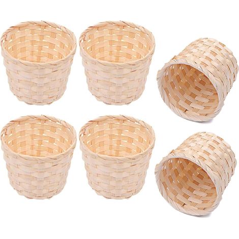 Lot de 6 mini paniers tissés bambou/rotin, pour fleurs, fruits, déco, coiffeuse ou pique-nique
