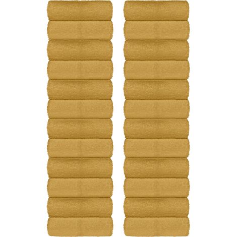 Set Asciugamani Bagno 100% Cotone Super Assorbenti Telo Doccia Spugna Professionali Salvietta Lavetta Viso Asciugamano Salviette Teli Asciugamano Ospite Qualità Hotel Lavette 24 Salviette viso - Giall