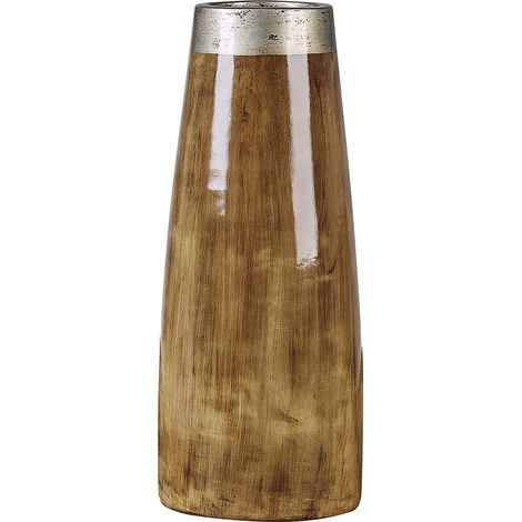 Jarrón florero decorativo madera oscura terracota elegante Cyrene