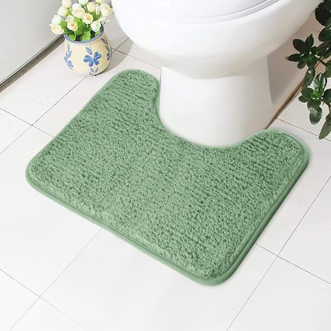 Tapis de Toilette Antidérapant en Forme de U, Tapis de Bain Absorbant en Microfibre, 50 X 40 cm, Vert (1/5)