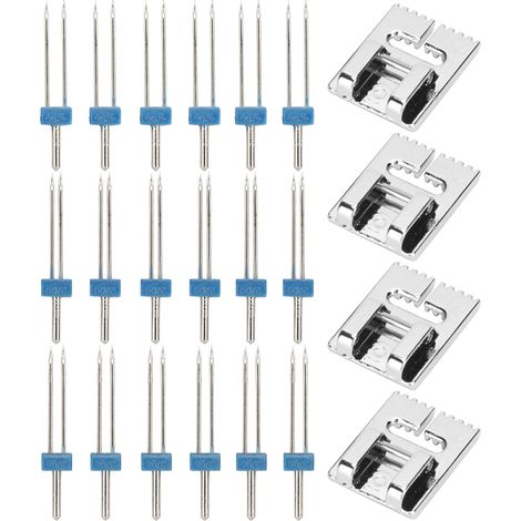 Sewing Machine Accessories 18Pcs Double Twin Needles Pins + 4Pcs Presser Foot Set (1/5)