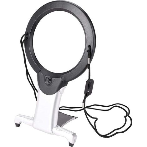 CSPARKV Loupe avec lumière et Support, loupe 6X avec lumière, loupe Mains Libres avec Support, Grandes loupes avec 2 lumières LED 22,2 x 13,5 x 2 cm (1/5)