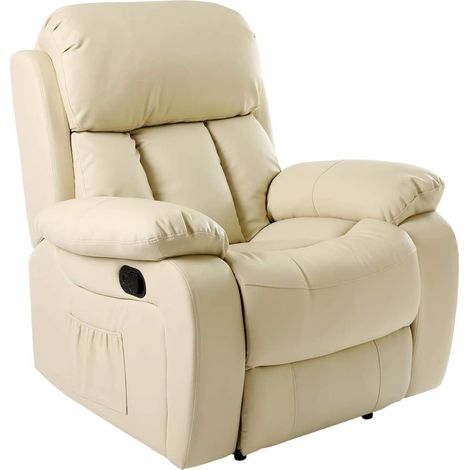CHESTER CREAM REAL LEATHER RECLINER ARMCHAIR