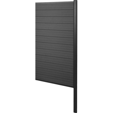 WPC-Sichtschutz Savoie, Windschutz Zaun, Alu-Pfosten zum Einbetonieren Erweiterungselement schmal, 95cm anthrazit