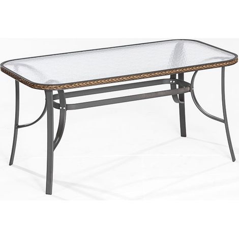 Roma Tisch 150 x 80 cm braun Aluminium/Kunststoffgeflecht