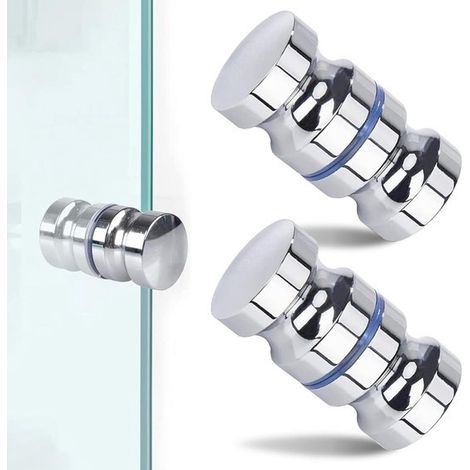 Duschtürgriffe Türknöpfe zum Öffnen von Türen Edelstahl 2 Stück Silber (1/5)