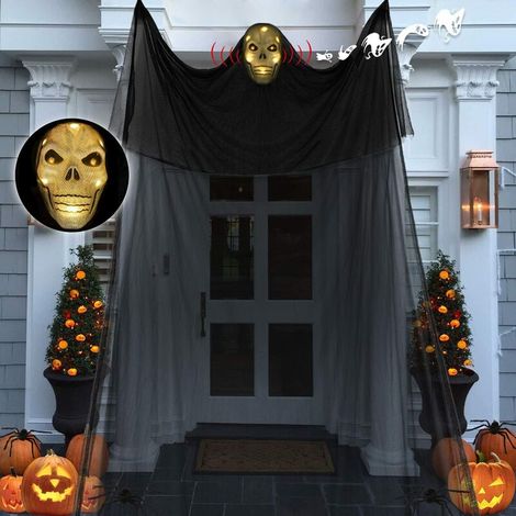 Green Mobility-Décoration à Suspendre pour Halloween - Décoration de Maison Haunted House Prop - Squelette d'halloween - Rideau de Porte - Décoration de Senteur - Décoration Horreur - Clignotant LED (1/5)