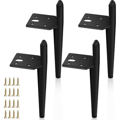 SWANEW 4pcs mobili piedi gambe regolabili metallo 150 mm gamba regolabile nero (1/5)