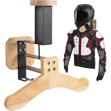 Support Casque Moto, Porte Casque Moto Mural pour Accrocher Le Casque et la Veste de Moto au Mur, Support Mural pour Gilet Tactique