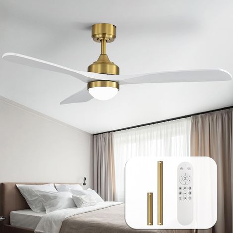 132cm Ventilateur Plafond avec Lumiere et Télécommande, Bois Massif Silencieux DC Réversibles, 3 Températures de Couleur, Minuterie, 6 Vitesses, Mode été Hiver pour Chambre à Coucher Salon (1/5)