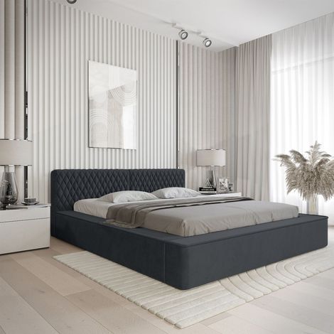 Polsterbett Doppelbett NORFOLK Komplettset 180x200cm in Stoff Ditra Blau (1/5)
