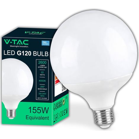 Ampoule LED Globe E27 22W (équivalent 155W) G120-2600 Lumen - Ouverture du faisceau lumineux 200° - 4000K Blanc Neutre (1/5)
