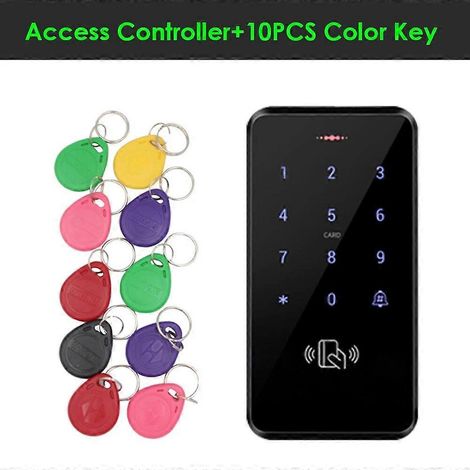 Système de contrôle d'accès étanche 125 kHz, comprenant un clavier tactile RFID, une serrure électromagnétique WG 26/34, 3000 utilisateurs, équipé d'une alimentation secteur Access Power et de 10 clés