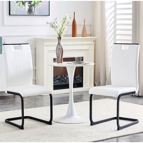 Set de 2 sillas de comedor blancas de PU en forma de arco, estilo moderno y minimalista (1/5)