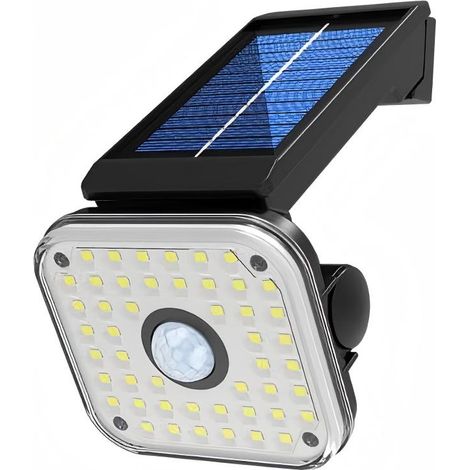 Lampe solaire carrée avec détecteur de mouvement, IP65, LED blanche, multifonctionnelle pour l'éclairage extérieur