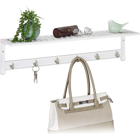 Perchero de pared blanco con estante