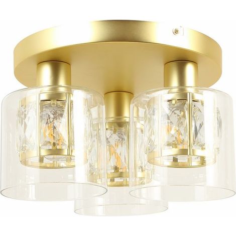 Plafonnier rond triple doré cristal Elmo 3xE14 Reality (1/2)
