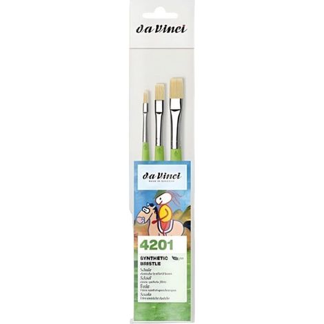 3 pinceaux - Plat - Loisirs créatifs - Scolaire - Fibres synthétiques - Da Vinci - Série 4201