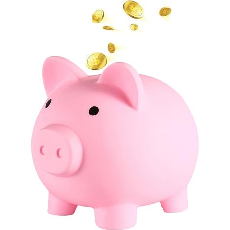 Tirelire Cochon, Tirelire Incassable, Tirelires Décoratives avec Couvercle Rotatif Inférieur, Tirelire Cochon Grande Capacité (Rose)