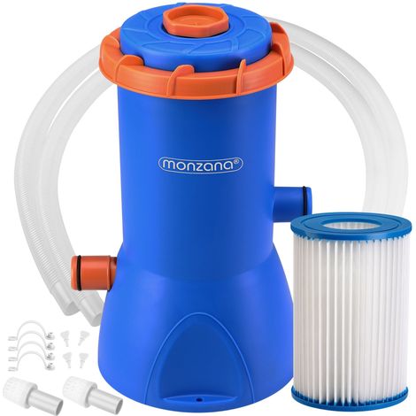 monzana Pool Pump 1140, 2280, 3400, 3800 L/h Flow Rate 15-90W Pump Output Hoses Filter Cartridge Filter Pump  90Watt 340x270x270 mm (de)