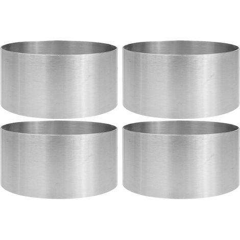 4 moules à gâteaux, emporte-pièces et moules à mousse ronds en acier inoxydable pour la pâtisserie maison-10.00X10.00X5.00CM-Silver