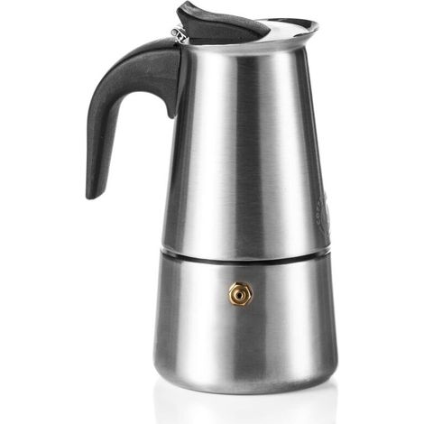 Italienische Espressokanne aus Edelstahl, Perkolator für gemahlenen Kaffee, elegantes Küchenaccessoire - Crezuo (1/4)