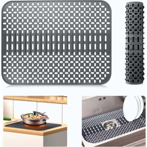 Tapis de Protection en Silicone pour évier de Cuisine, Grand Tapis de séchage de Vaisselle en Silicone, Protecteur de comptoir en Silicone, Protecteur D'évier Pliable Résistant à La Chaleur (1/5)