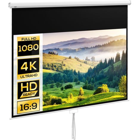 100-Zoll-4K-HD-Projektionsleinwand im 16:9-Format, mit Wand- und Deckenbefestigung, Metallleinwand, 160°-Weitwinkel, für Heimkino, Außenbereich, weiß