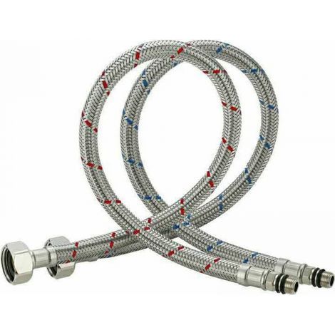 – 100 cm langer, flexibler Edelstahlanschluss – Temperaturbeständigkeit 0-90℃ – Durchflussmenge 28 l/min – Kompatibel mit Küchen- und Badezimmerarmaturen (1/5)