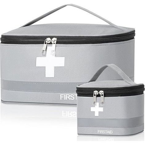 2 Pièces Trousse de Secours Vide, Grandes & Petites Trousse Pharmacie Voyage, Étanche Sac de Médecine Portable, Boite Medicaments (1/5)