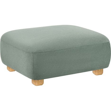 Ottoman Upholstered Rectangular Footstool Light Green Fabric Water-Repellent Sofa Module Wooden Legs Modern Single-Seat AMLI