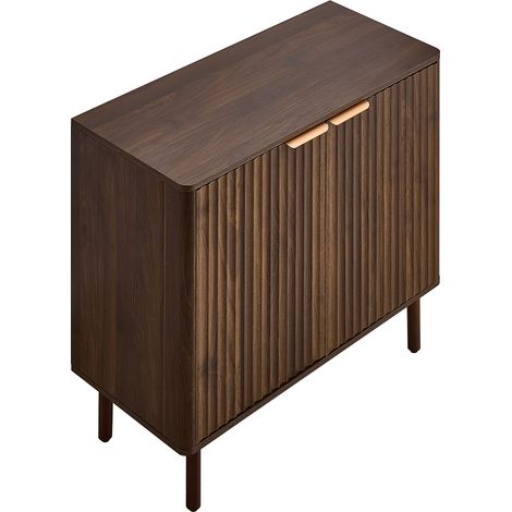 Mophorn Armadietto Portaoggetti da Salotto con 2 Ripiani, Mobile Contenitore in Stile Retrò per Soggiorno, Mobiletto 80 x 37,5 x 80 cm con Capacità di Carico del Tavolo di 30 kg in Legno di Noce (1/5)