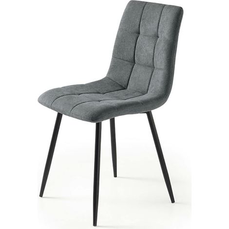 Chaise en tissu gris foncé motif damier (lot de 2) LORA (1/2)