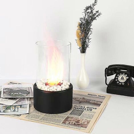Tischkamin mit Bioethanol, Heizkamin, tragbarer Holzofen für den Innen- und Außenbereich, Geschenkidee für Haus und Garten (schwarz)