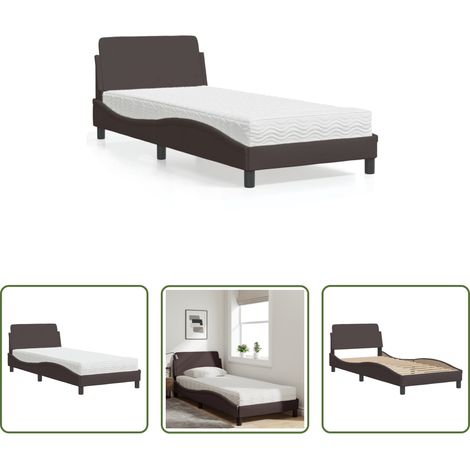 vidaXL Matratze - Bett mit Matratze "Dover" Dunkelbraun 90x200 cm Stoff (1/5)