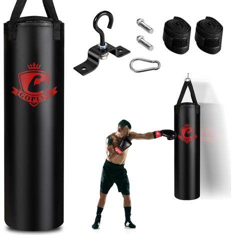 COSTWAY Set Saco de Boxeo 28,5 kg para Adultos/Saco de Boxeo Colgado con Vendas y Guantes de Boxeo 12 oz, Ideal para Muay Thai Krav Maga Taekwondo Karate (1/5)