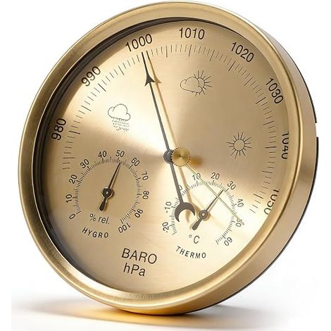 Analog Weather Station, 3 In 1 Analog Barometer Hygrometer Thermometer For Indoor/Outdoor, 15cm Wall Mount Weather Stations Barometers Aluminum Alloy For Weather Forecast (1/5)