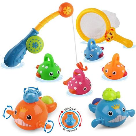 6 pièces Jeux de bain sans moisissure, poissons flottants, baleine nageuse, table d'eau sans BPA, jouet éducatif pour enfants 1 à 6 ans (1/5)