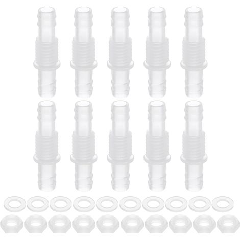 10Pcs Raccord En Plastique À Collerette, 5/16" x 5/16"(8mm x 8mm) Adaptateur De Paroi Union Raccordeur De Conduit Connecteur De Tuyau Avec Écrou M12 Et Rondelle Pour Aquarium (1/5)