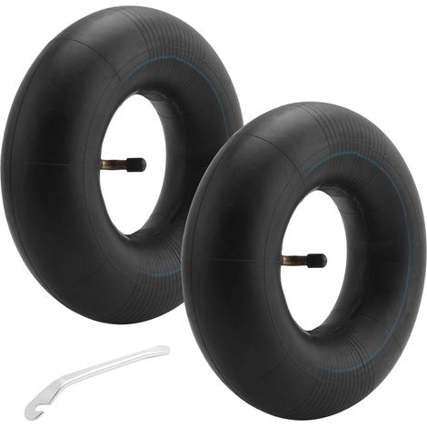 2 PCS 4.10/3.50-4 Pouces Pneu à Chambre Air pour Diable, Chariot, Chariot Main, Tondeuse Gazon, Tube de Rechange 4.10-4 avec Pied Biche (1/5)