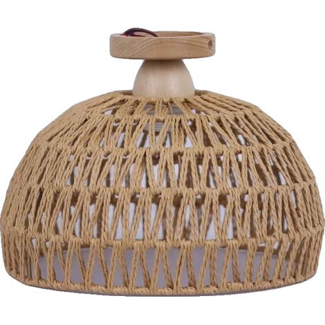 Plafonnier, en rotin tissé à la main, fonction dimmable, Marron, Pas de Bulb-a (1/2)
