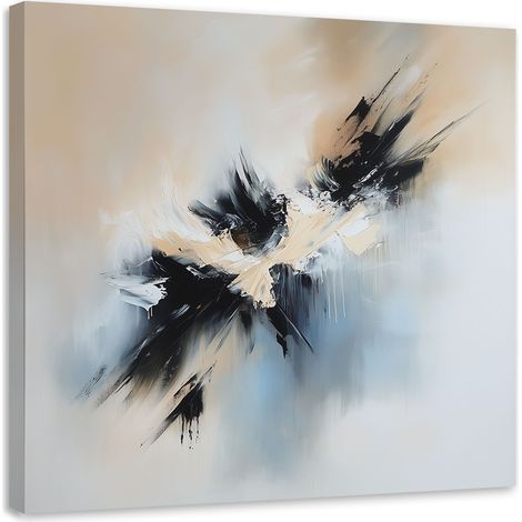 Wandbild Abstrakte beige-schwarz wie gemalt 40x40 cm