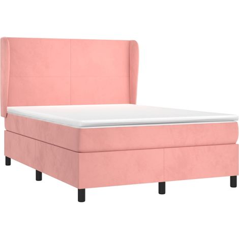 vidaXL Giroletto a Molle con Materasso Rosa 140x200 cm in Velluto (1/4)