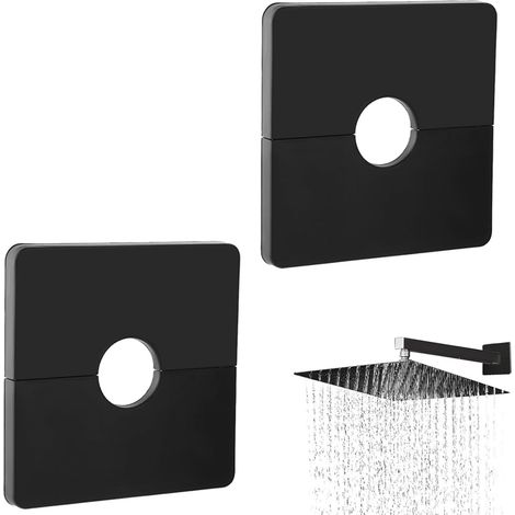 Couvertures de paroi de Tuyau,Cache Tuyau Plomberie,2 Pcs 33mm Diamètre ABS Plastiques Carrés Plaques D’écusson Couvertures de Plaque de Tuyau Auto-Adhésives pour la Décoration,Rosace Douche