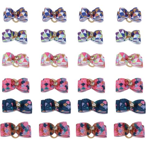 24pcs Bande de Caoutchouc Animaux de Compagnie Noeuds de Cheveux de Chiot Élastiques Colorés pour Chiot Chiens Chats