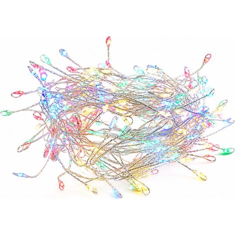 Guirlande LED Multicolore, Fil Argenté, 200 LED 6 m, Boîtier à Piles Étanche, Décoration de Fête (1/5)