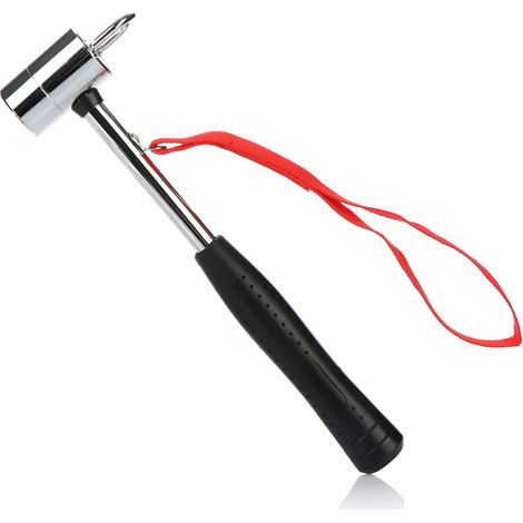 Marteau de Camping avec extracteur de Piquet - Marteau de Tente avec dragonne - Marteau de Piquet en Acier au Carbone, chromé (Marteau de Tente en Acier au Carbone - 1 pièce) (1/5)