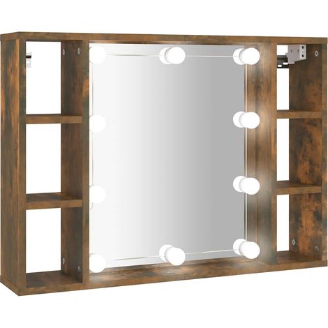 Maison Exclusive - Armoire à miroir avec LED Chêne fumé 76x15x55 cm (1/5)