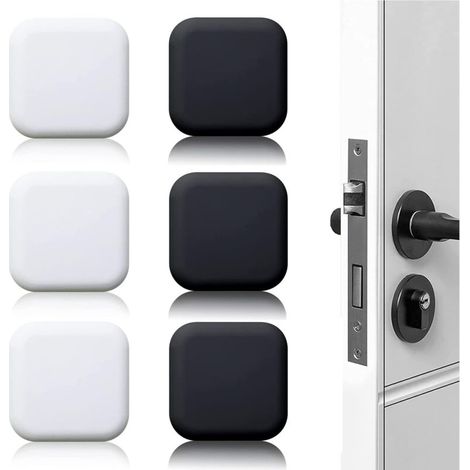 6-teiliger selbstklebender Türstopper – Schwarz-weißes Gummi, 45 mm x 45 mm – Stark haftend für glatte Oberflächen – 45 mm x 45 mm – Crezuo